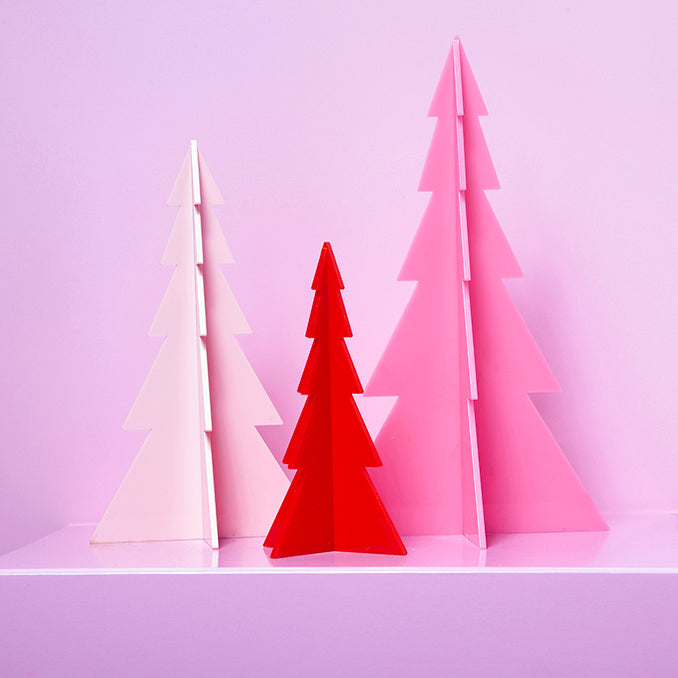 Set of 3 Acrylic Trees Strawberry Cream-Top 30 Christmas-Little Fish Co.