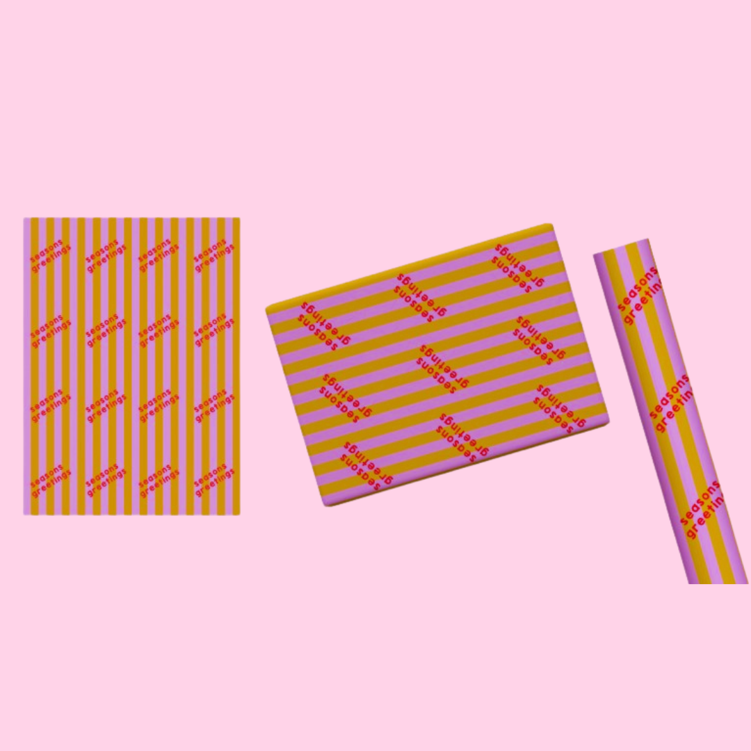 Mustard & Lilac 'Seasons Greetings' Gift Wrap (Ships September)-Top 30 Christmas-Little Fish Co.