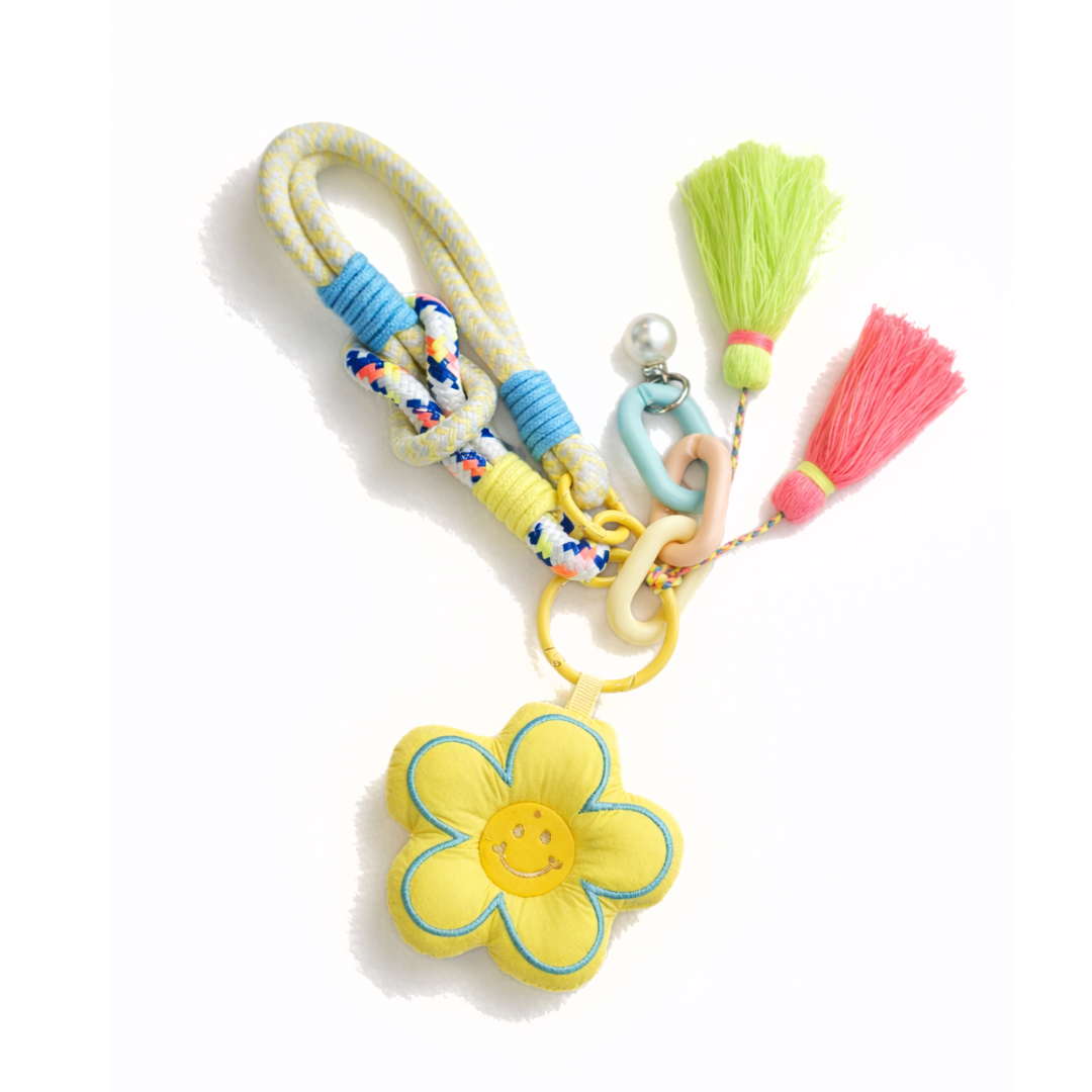 Puffy Flower power bag charm / key ring