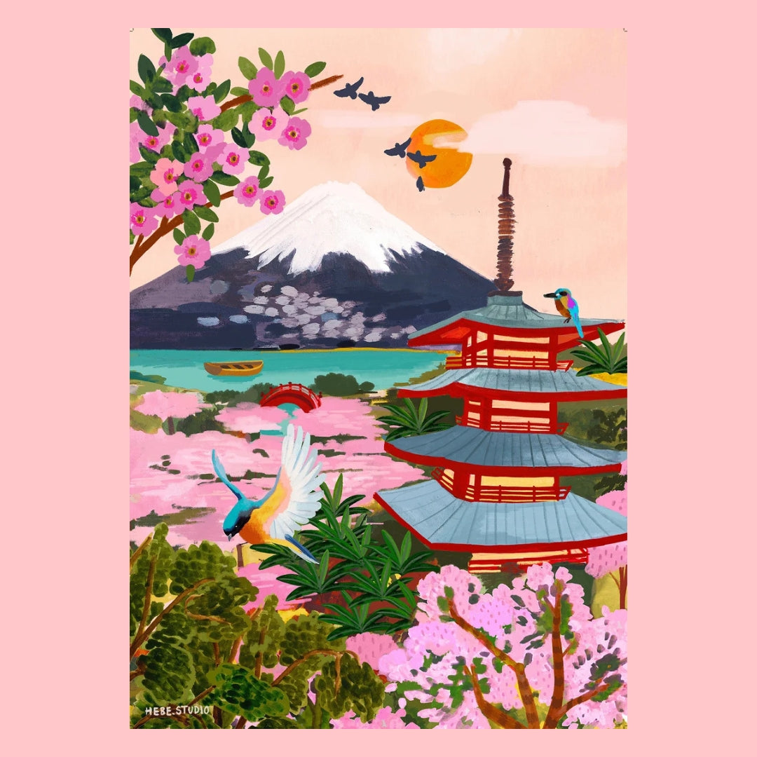 Mt Fuji Japan illustration-Little Fish Co.