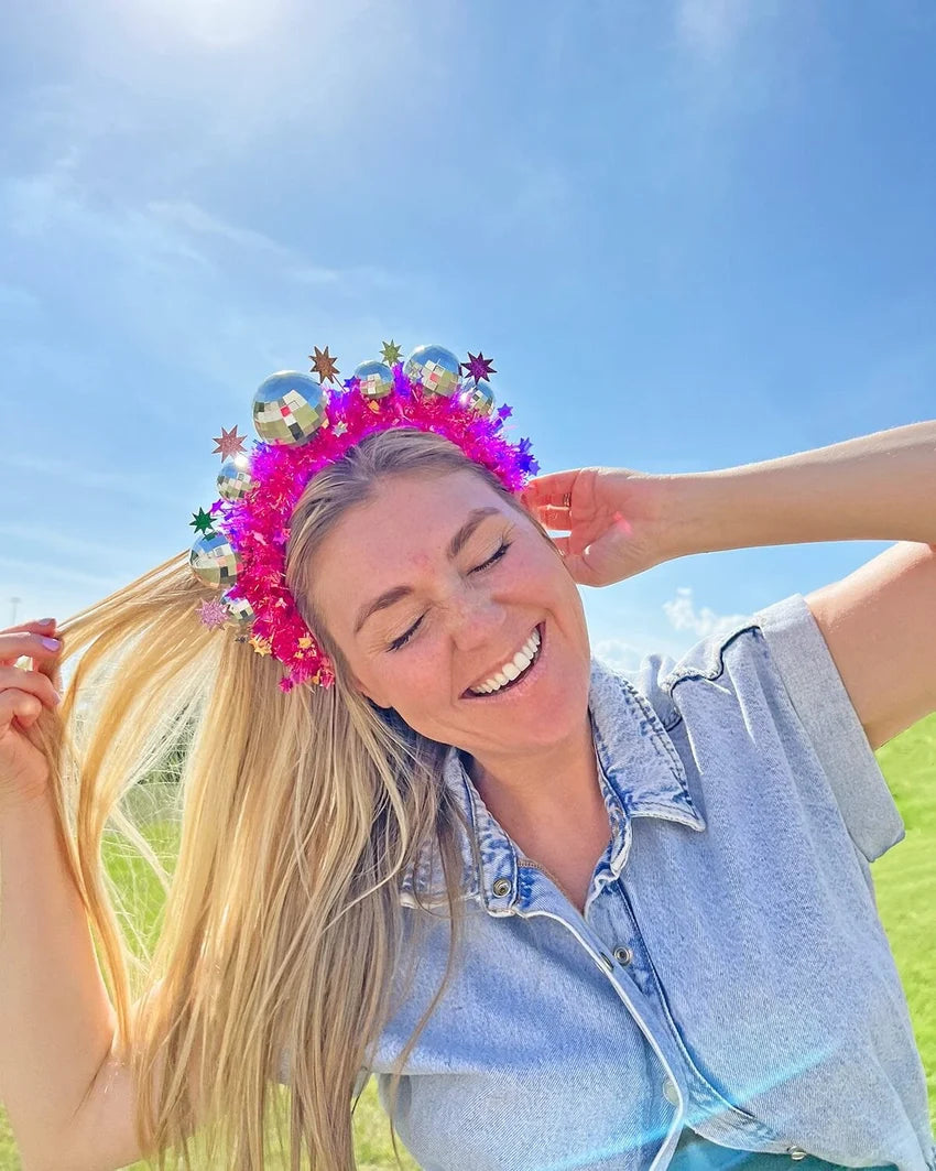 Let It Shine Disco Tinsel Headband