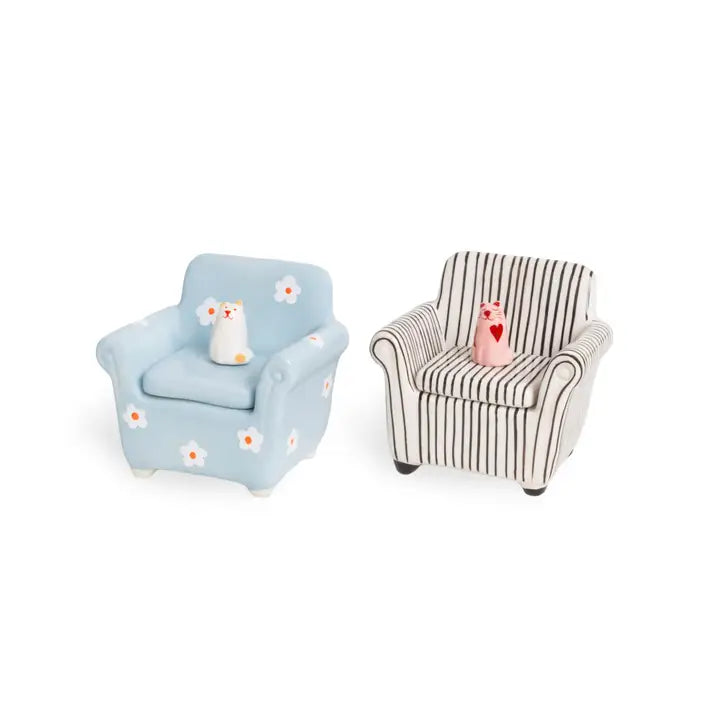 Stripe Cat Chair Jewelry Box