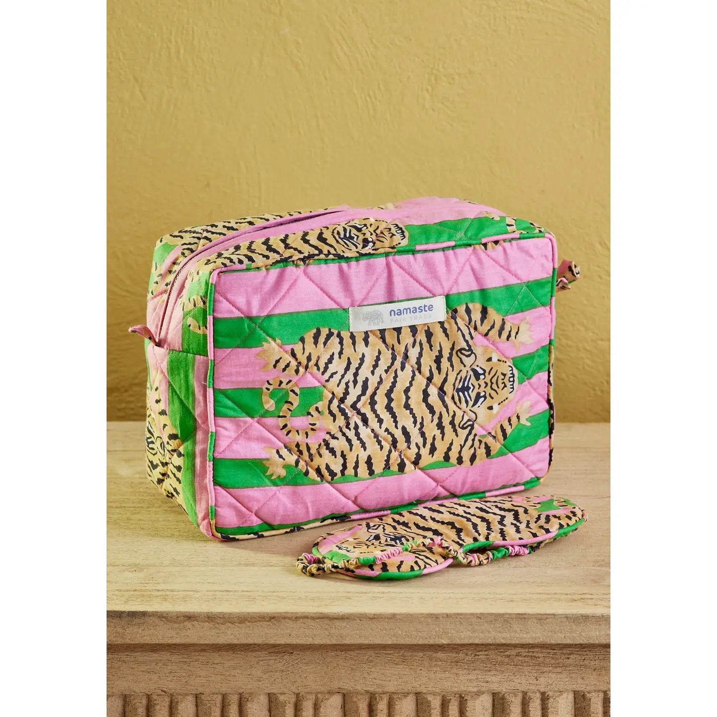 Tiger Wash Bag - Pink / Green