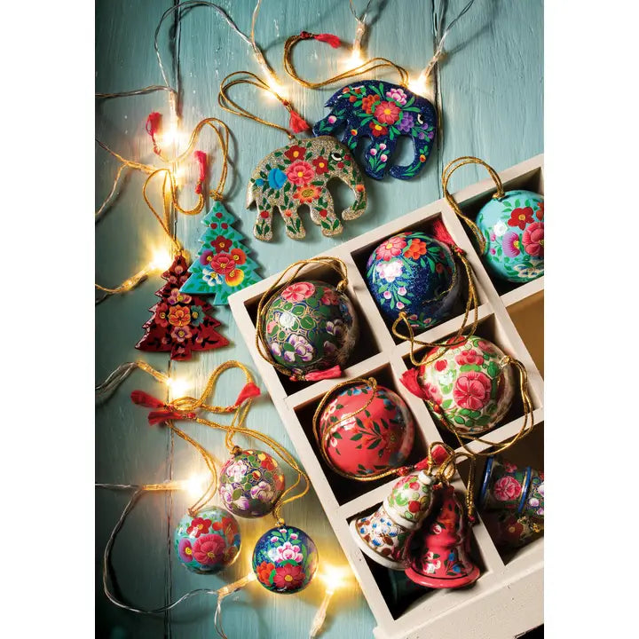 Large Hand Painted Paper Mache bauble - colours selected at Random-Top 30 Christmas-Little Fish Co.