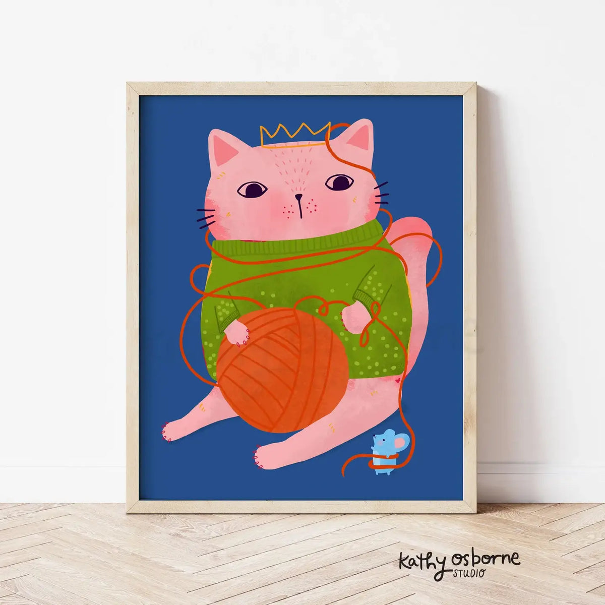 Tangled Cat and mouse Art Print 8x10