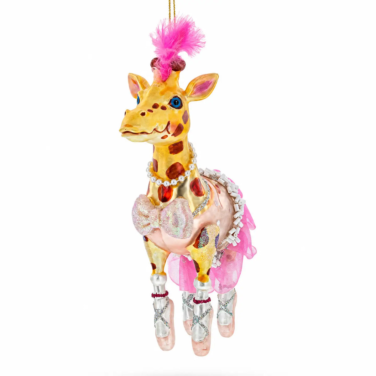 Twirling Giraffe glass ornament handcrafted