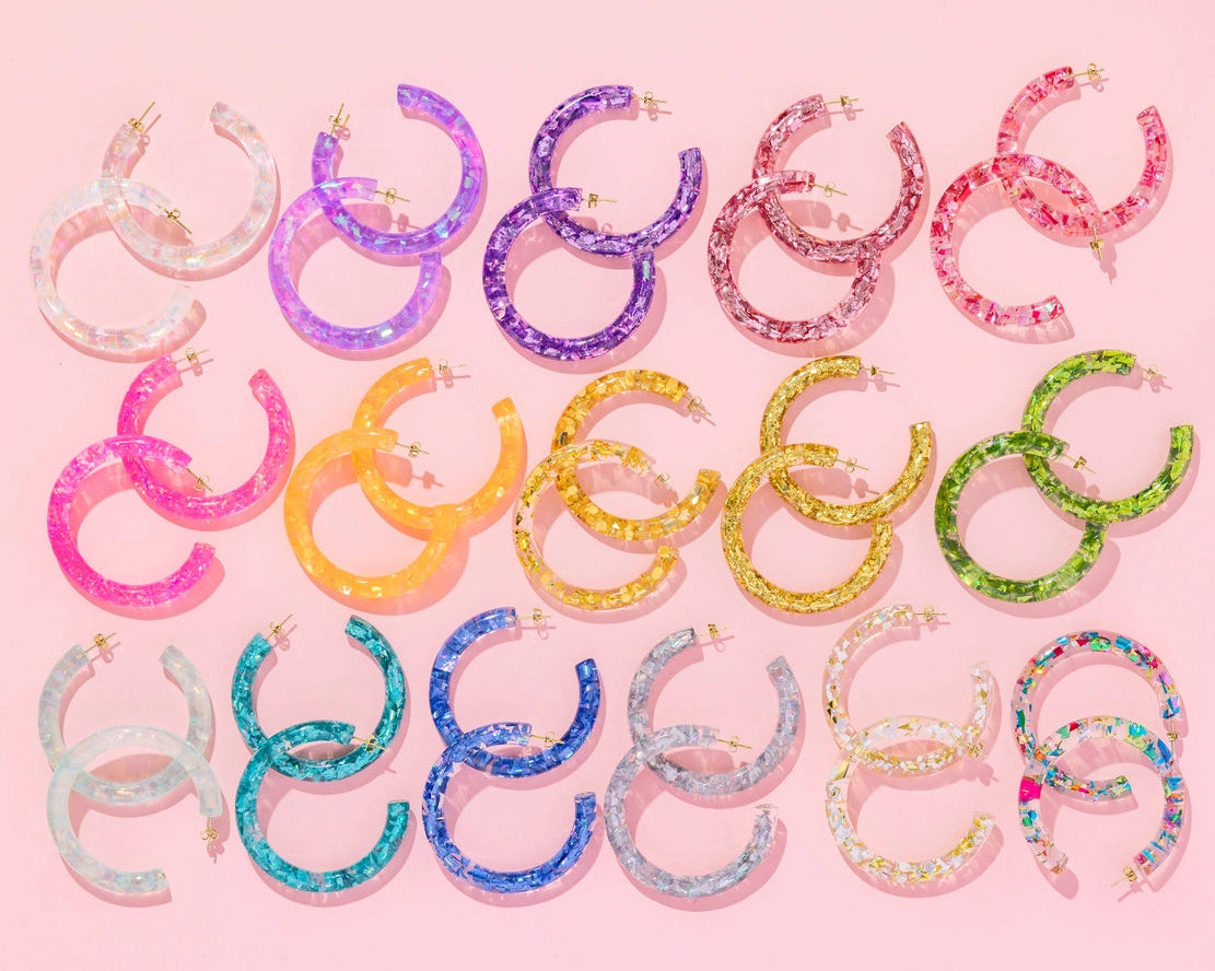 Confetti Large Hoop Earrings - assorted colours - gold plated-Apparel & Accessories-Little Fish Co.