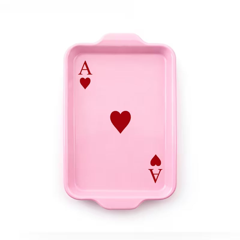 Pink Ace of Hearts Ceramic Dish
