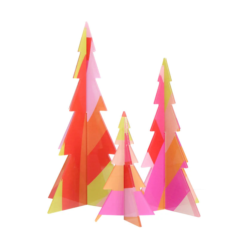 Red and pink abstract Stripe Acrylic trees-Top 30 Christmas-Little Fish Co.