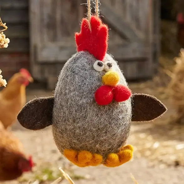 Fair Trade Handmade Albert Eggstine Hanging rooster - brown-Little Fish Co.