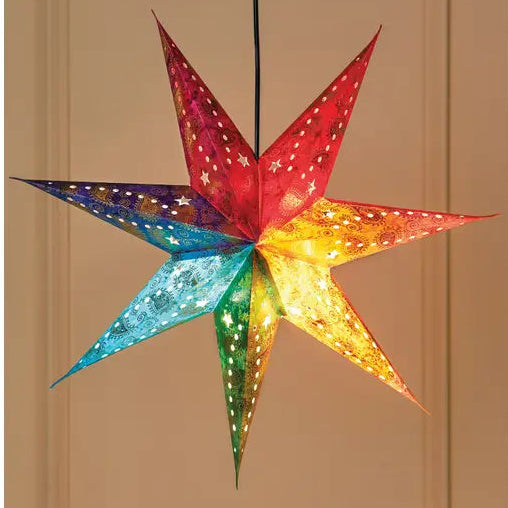 Rainbow 7 point star light shade-Top 30 Christmas-Little Fish Co.