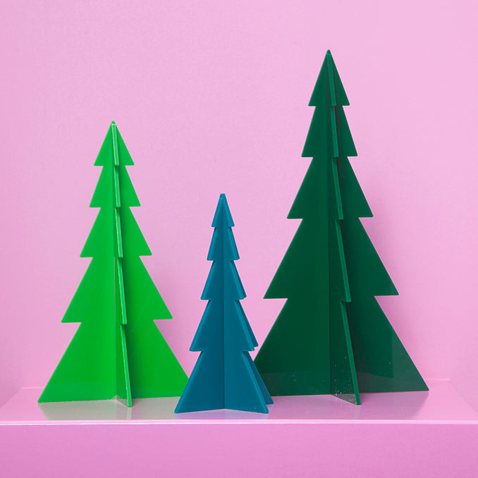 Set of 3 Acrylic Trees Greens-Decor-Little Fish Co.