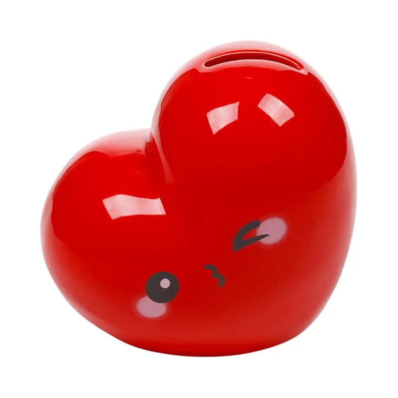 Red heart ceramic money box