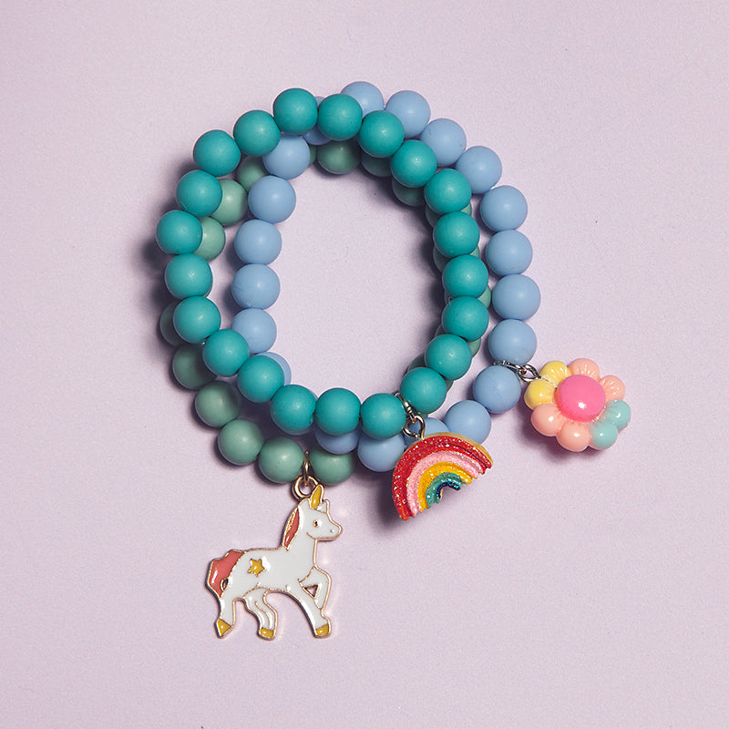 Cyan Charm bracelet set - Kids-Little Fish Co.