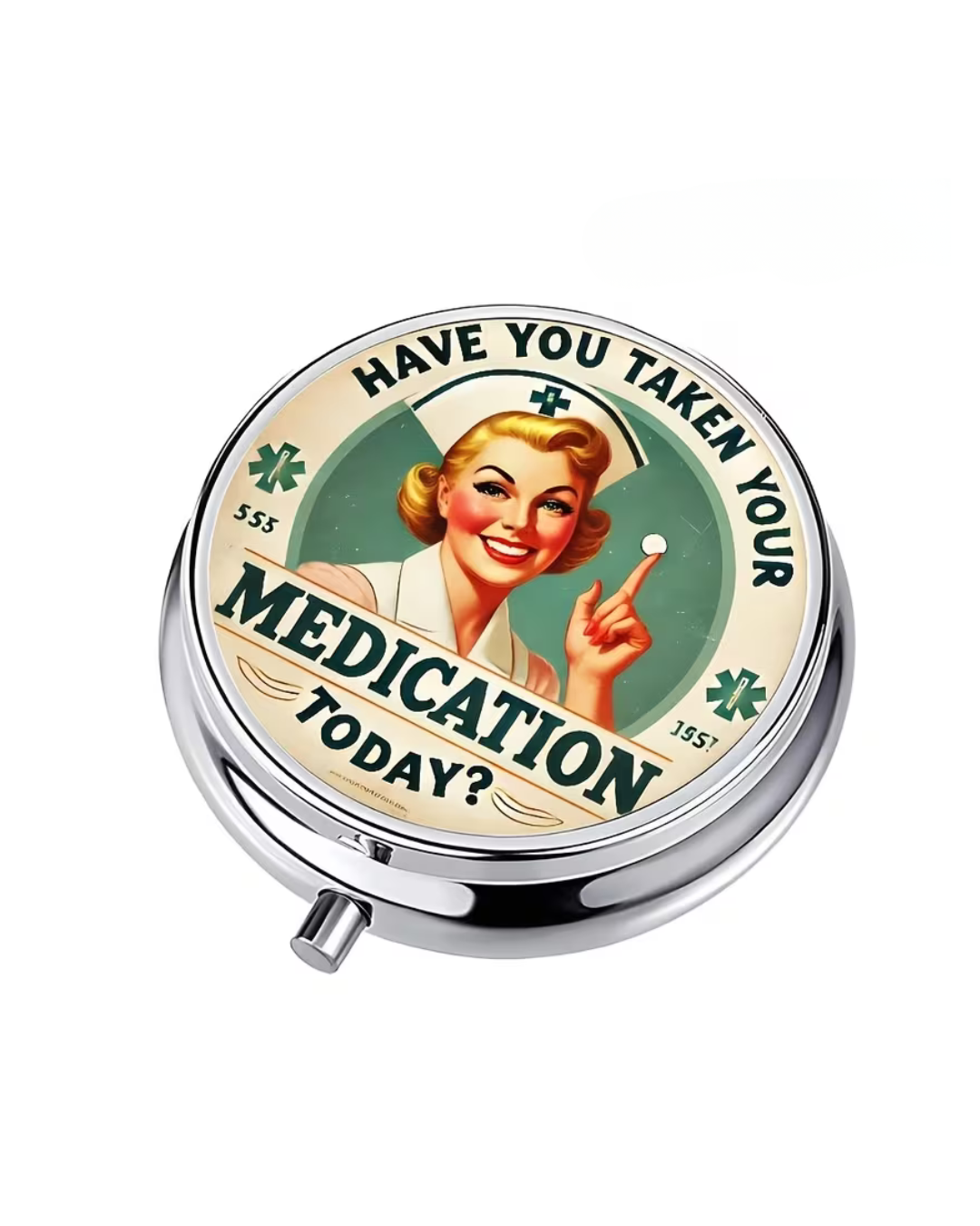 Retro Nurse mini pill box Green