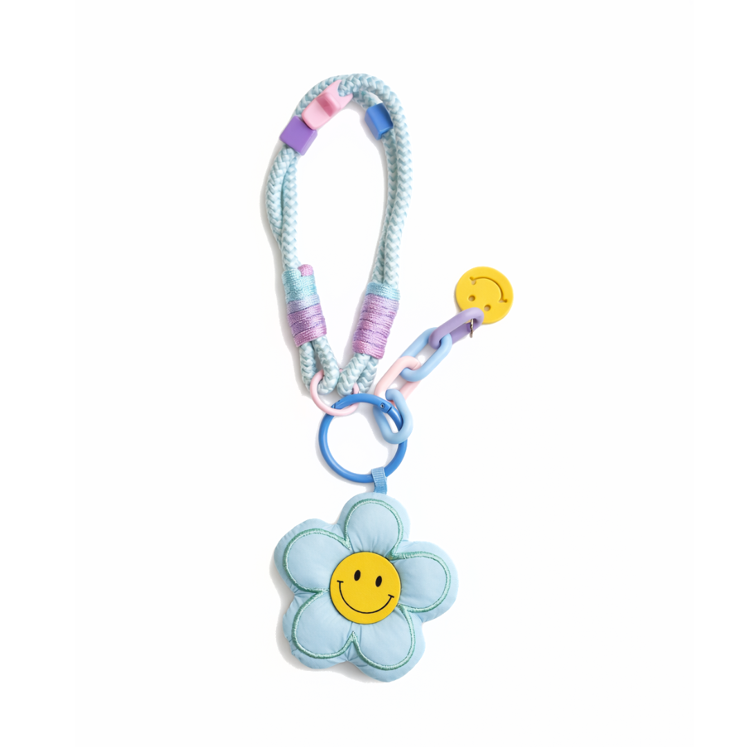 Puffy Flower power bag charm / key ring