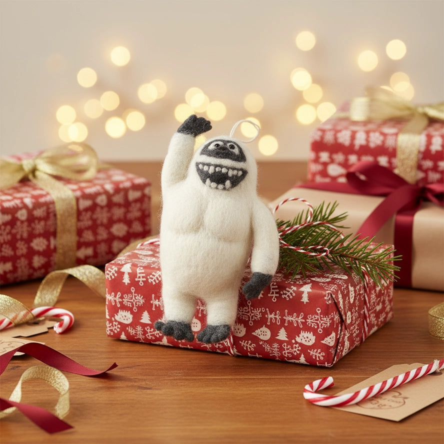 Handmade Felt Yeti Biodegradable Hanging Decoration-Top 30 Christmas-Little Fish Co.