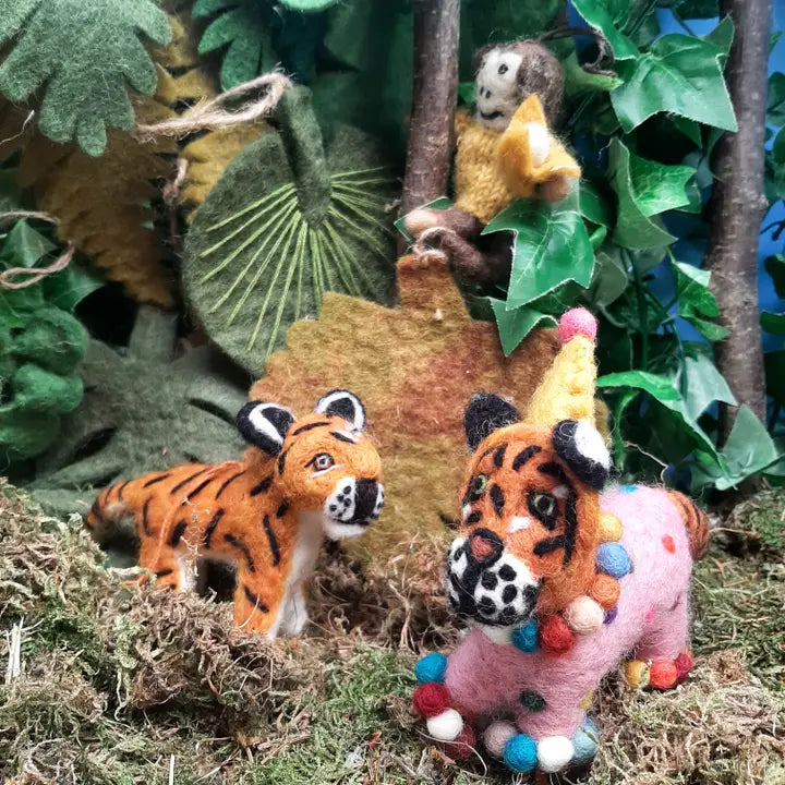 Handmade Felt Fiesta Tiger Hanging Decoration-Top 30 Christmas-Little Fish Co.