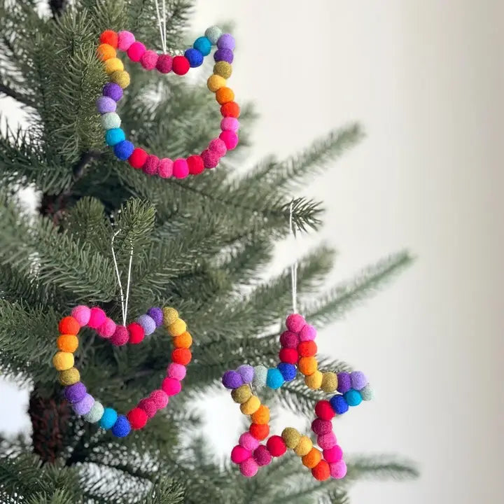 Felt mini pom pom Star ornament - 1 piece-Top 30 Christmas-Little Fish Co.