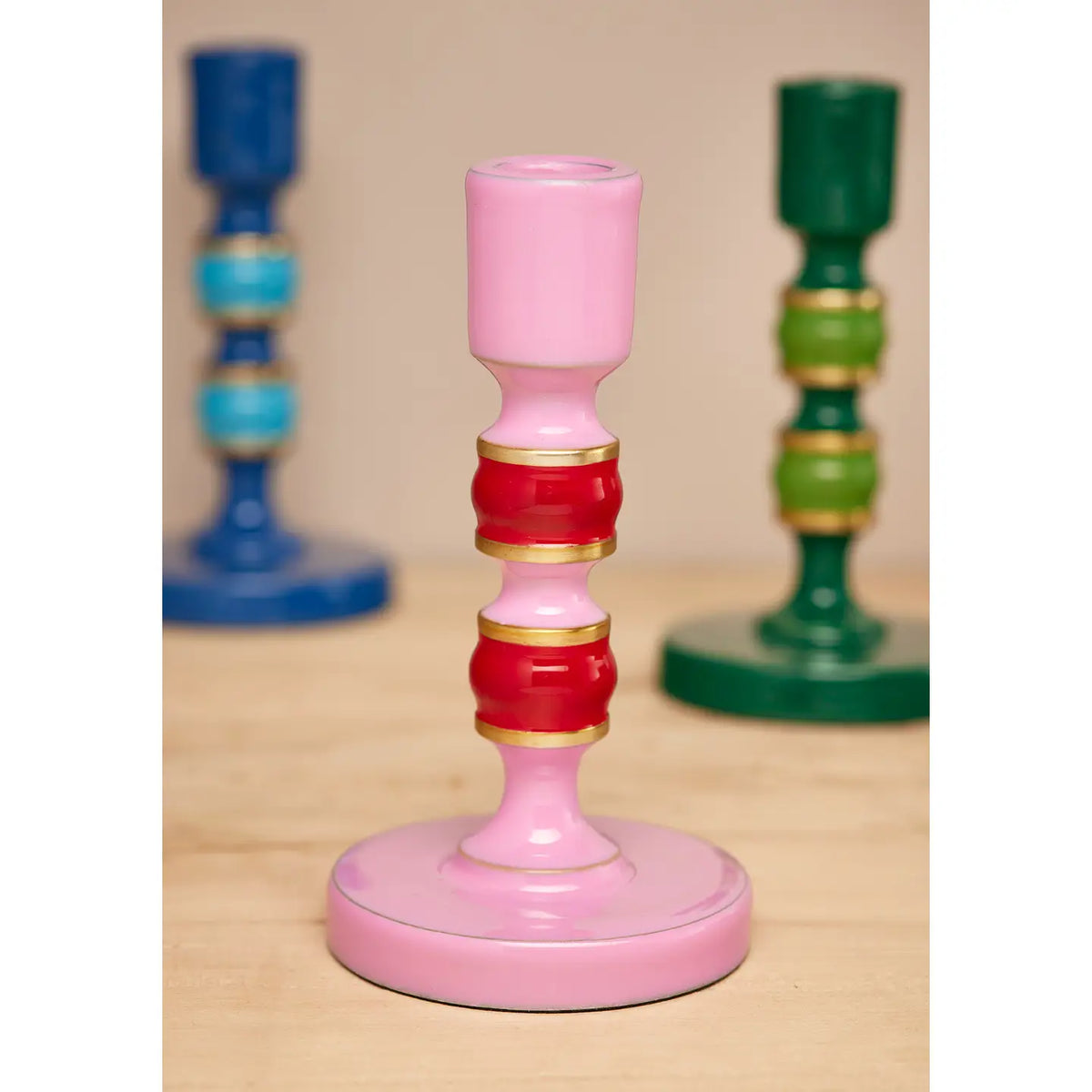 Stripe Enamel Candlestick