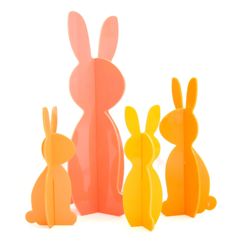 Set of 4 Acrylic Bunny in Orange / Yellow-Fun-Little Fish Co.