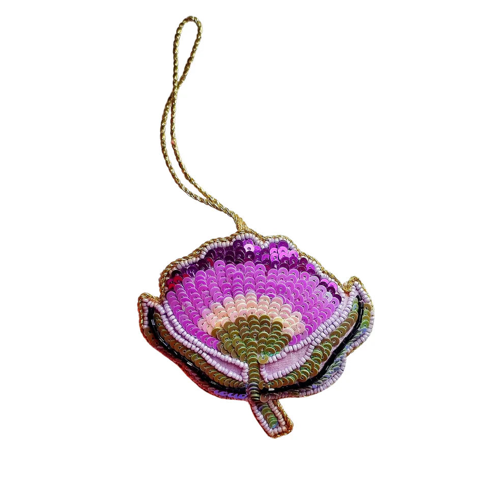 Beaded decoration - Purple Flower
