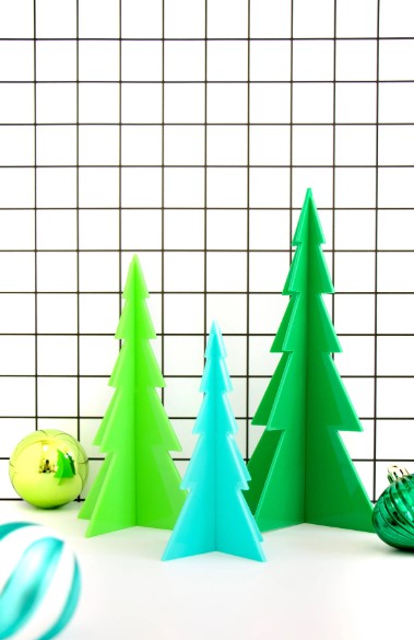 Green Acrylic 3D Christmas Trees / Set of 3-Decor-Little Fish Co.