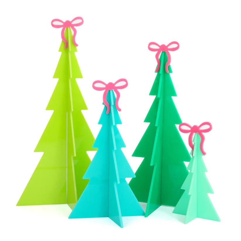 Green and Blue Acrylic trees with bows-Top 30 Christmas-Little Fish Co.