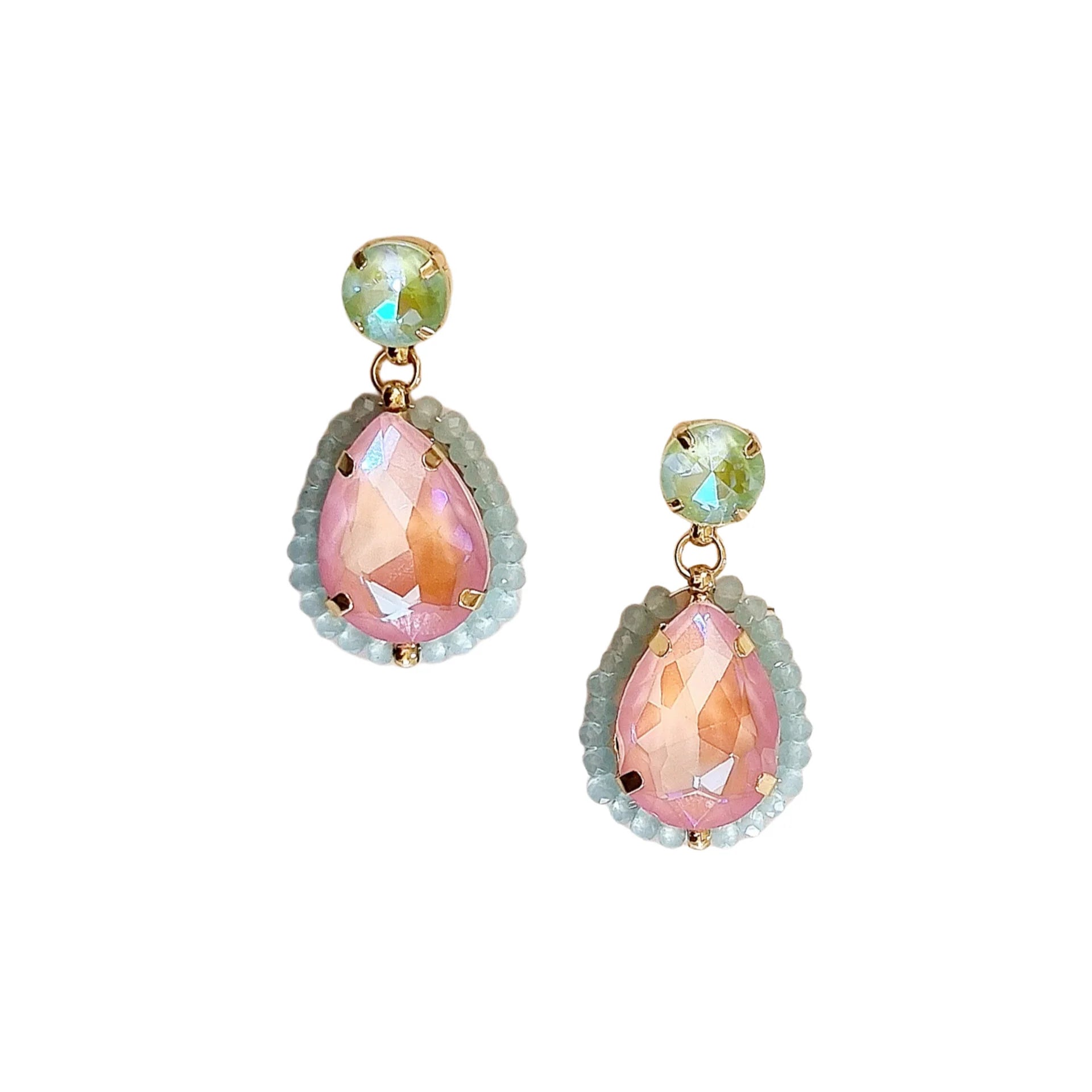 Karley Gem Earring blue Pink-Apparel & Accessories-Little Fish Co.