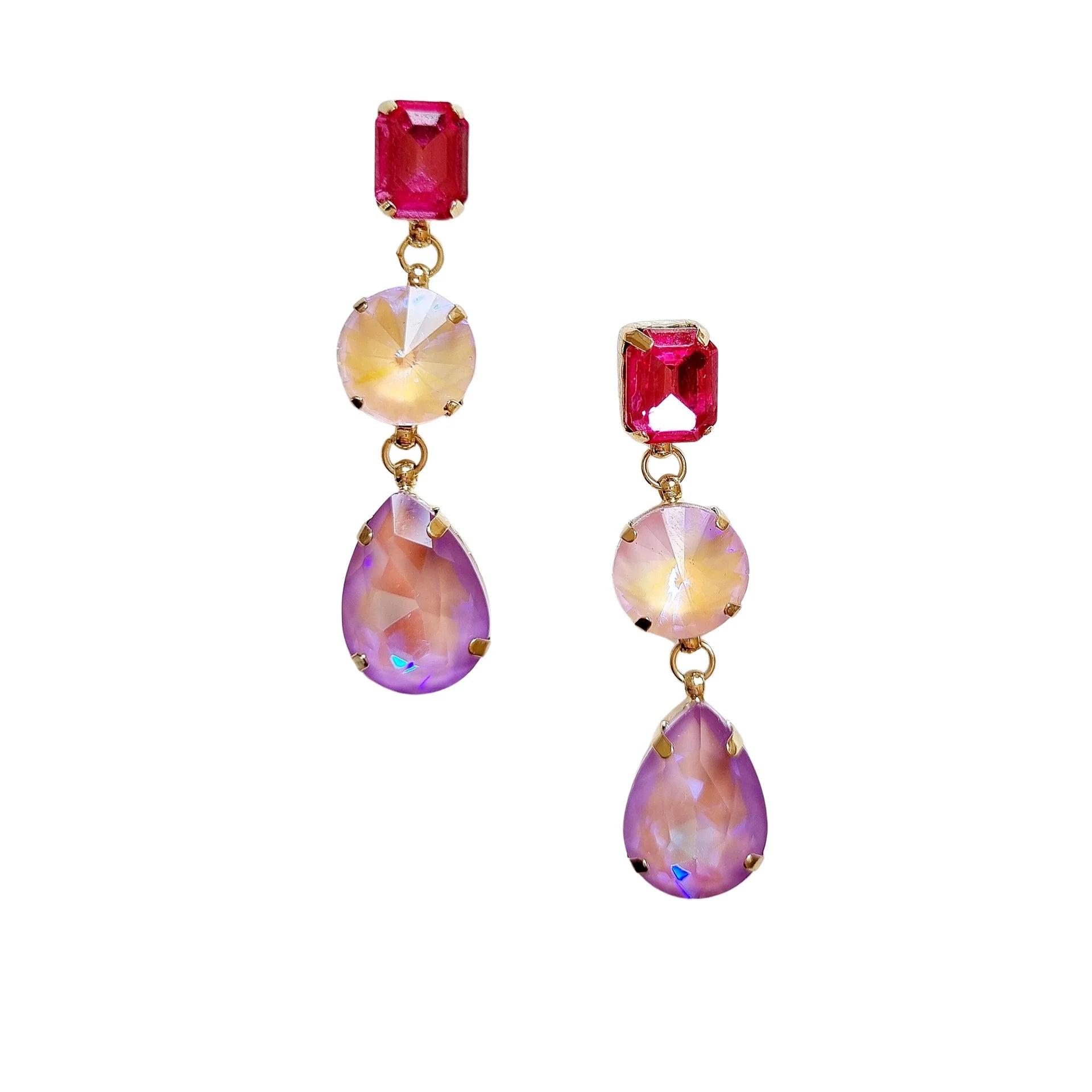 Carmina Gem earring in Pink-Apparel & Accessories-Little Fish Co.