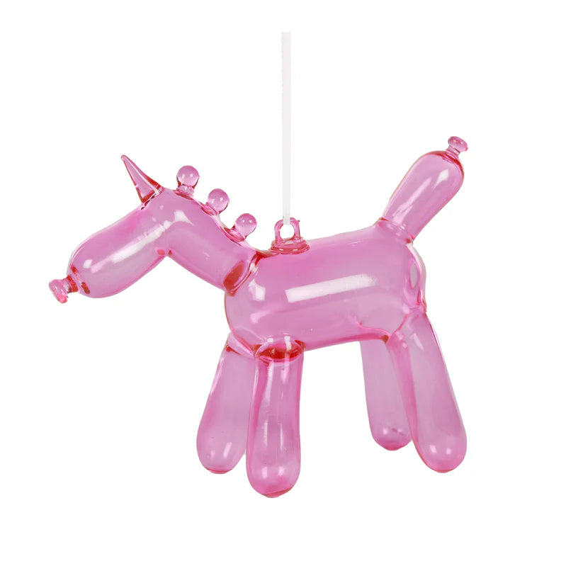 Glass Unicorn Balloon Animal ornament - hot pink-Top 30 Christmas-Little Fish Co.