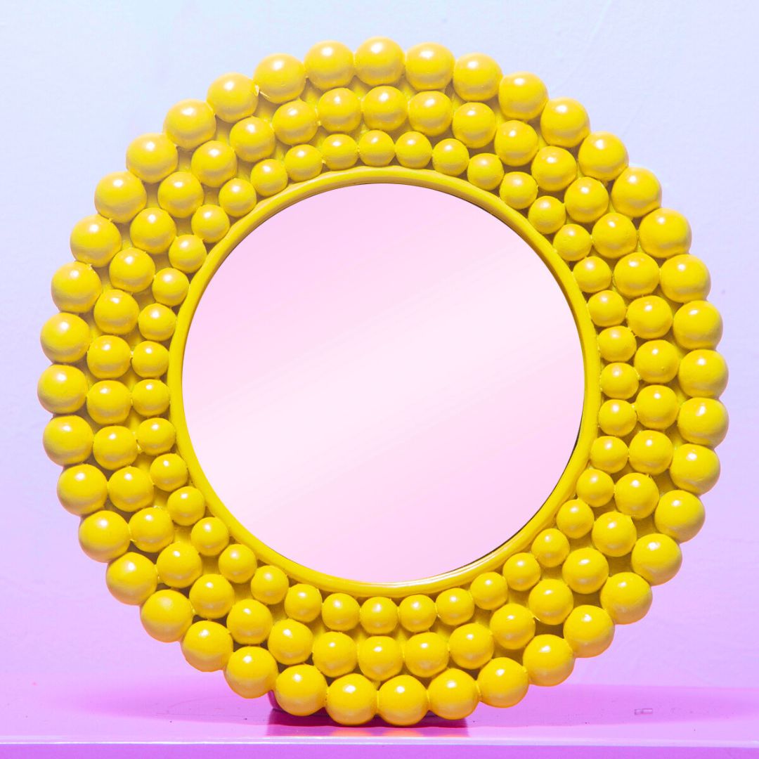 Yellow Multi ball framed small wall mirror-Decor-Little Fish Co.
