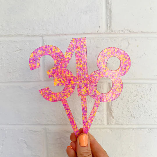 Pink Confetti Cake Topper-Little Fish Co.