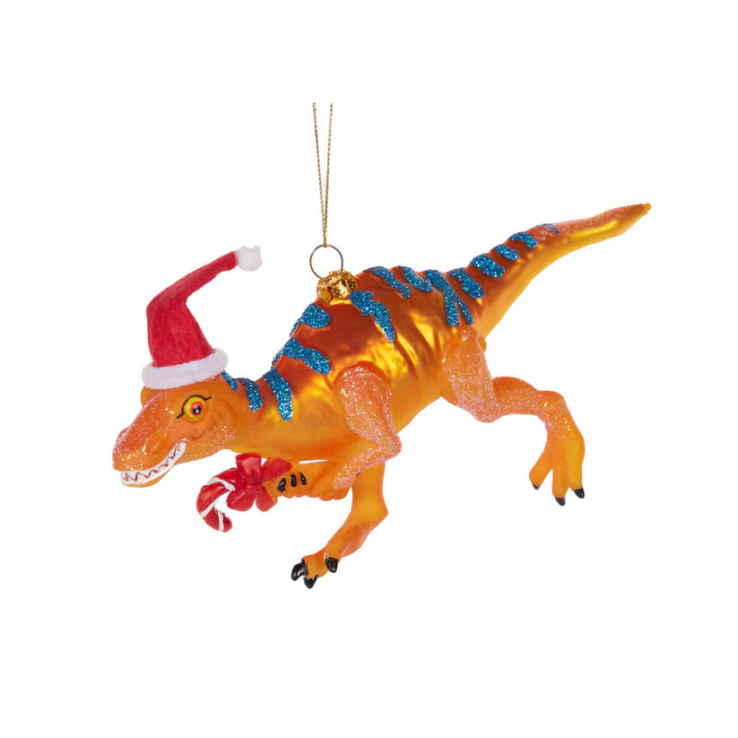 Glass orange dinosaur decoration-Little Fish Co.