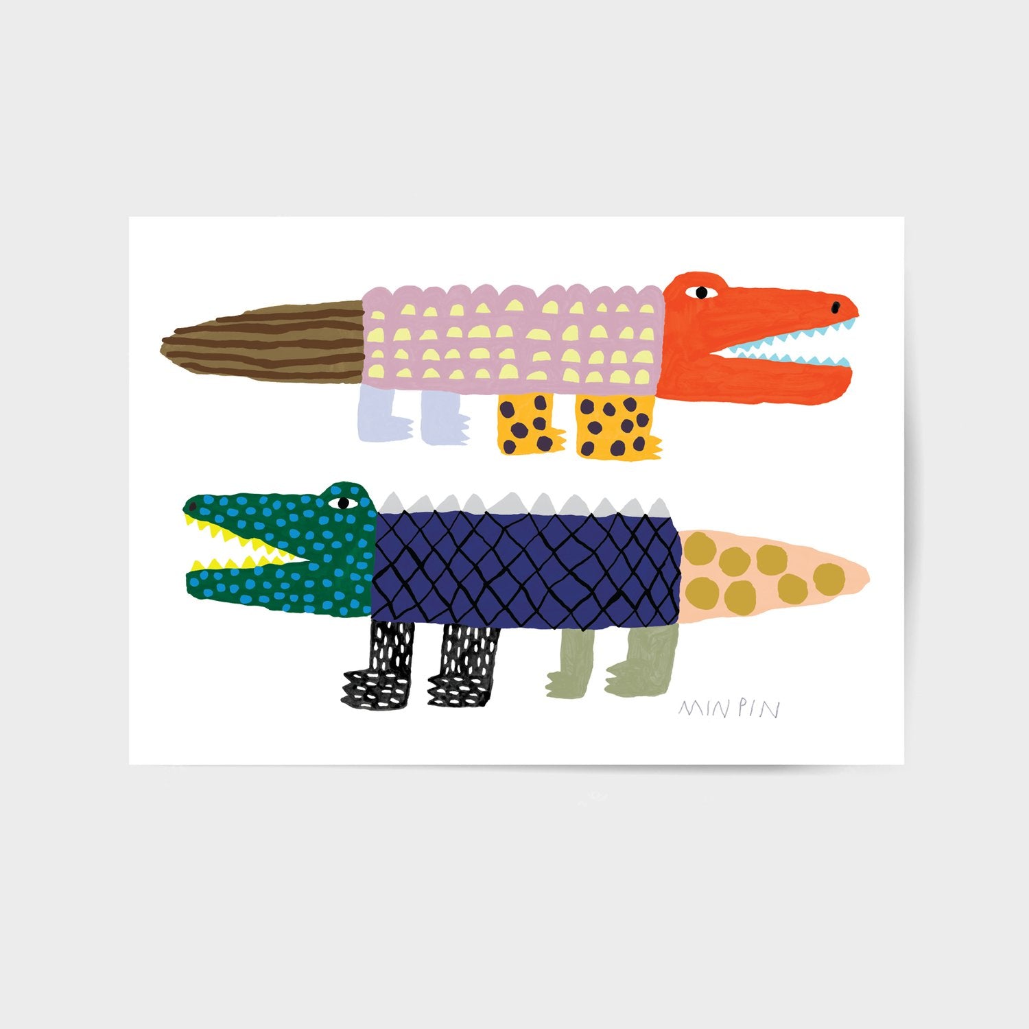 Crocodile + Alligator Art Print A3-Art-Little Fish Co.
