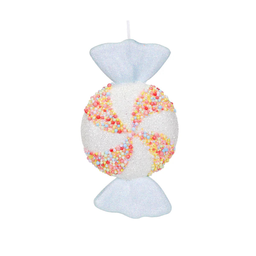 XL Pale Blue Wrapped Lolly Ornament-Little Fish Co.