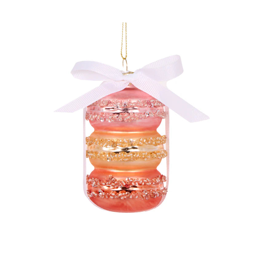 Peaches and cream Macaroon  hanging glass - Ornament