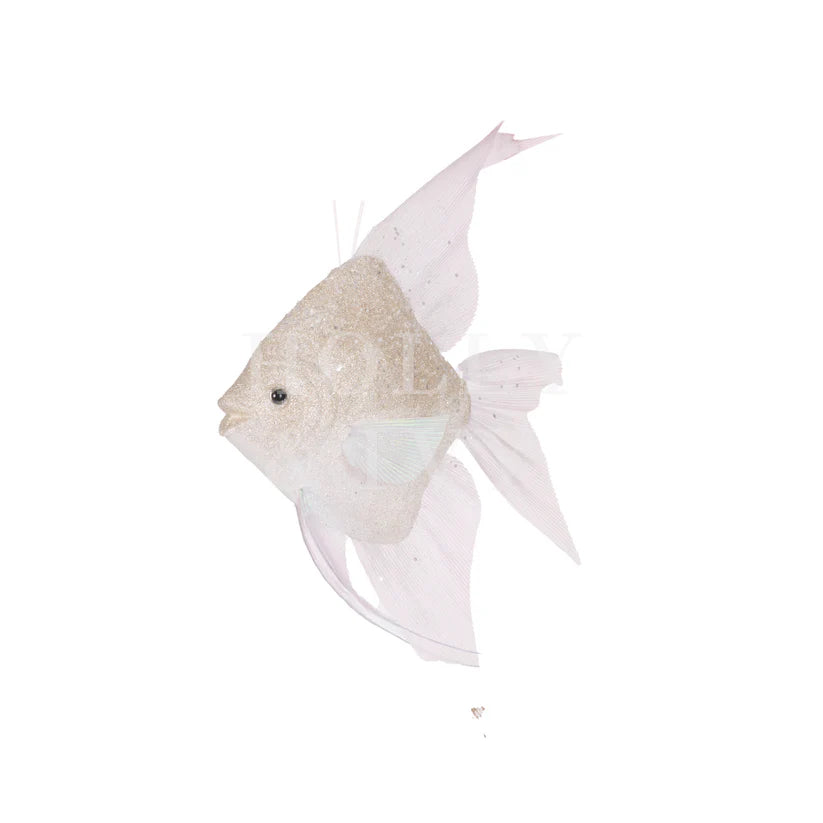 40cm Glittered Fish decoration - Ivory-Top 30 Christmas-Little Fish Co.