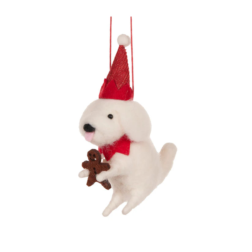 Wool Shitzu with cookie hanging  - Ornament