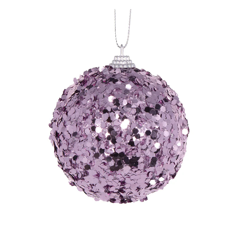 Lilac Glitter flake bauble-Little Fish Co.