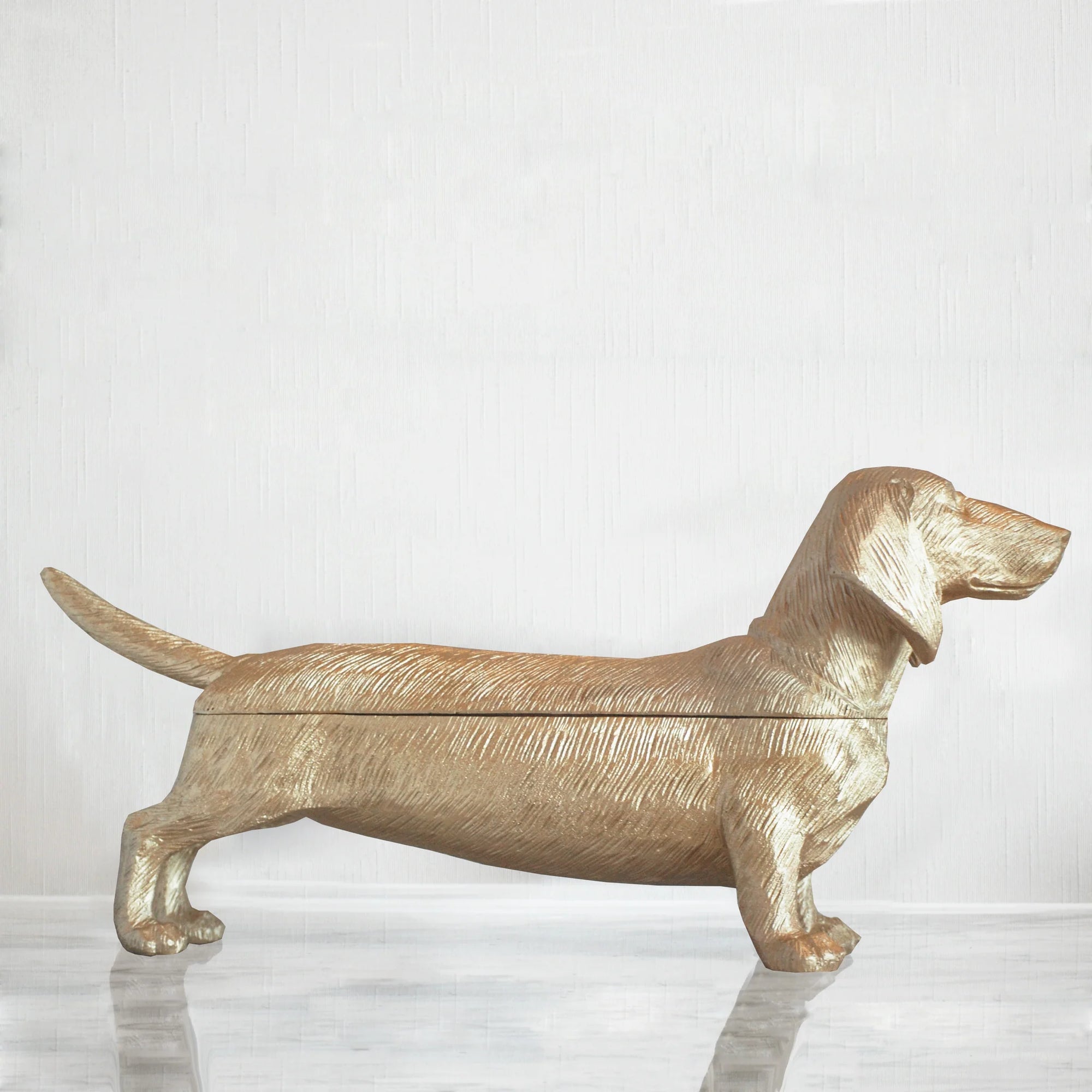 Dachshund secret bowl - Gold-Little Fish Co.