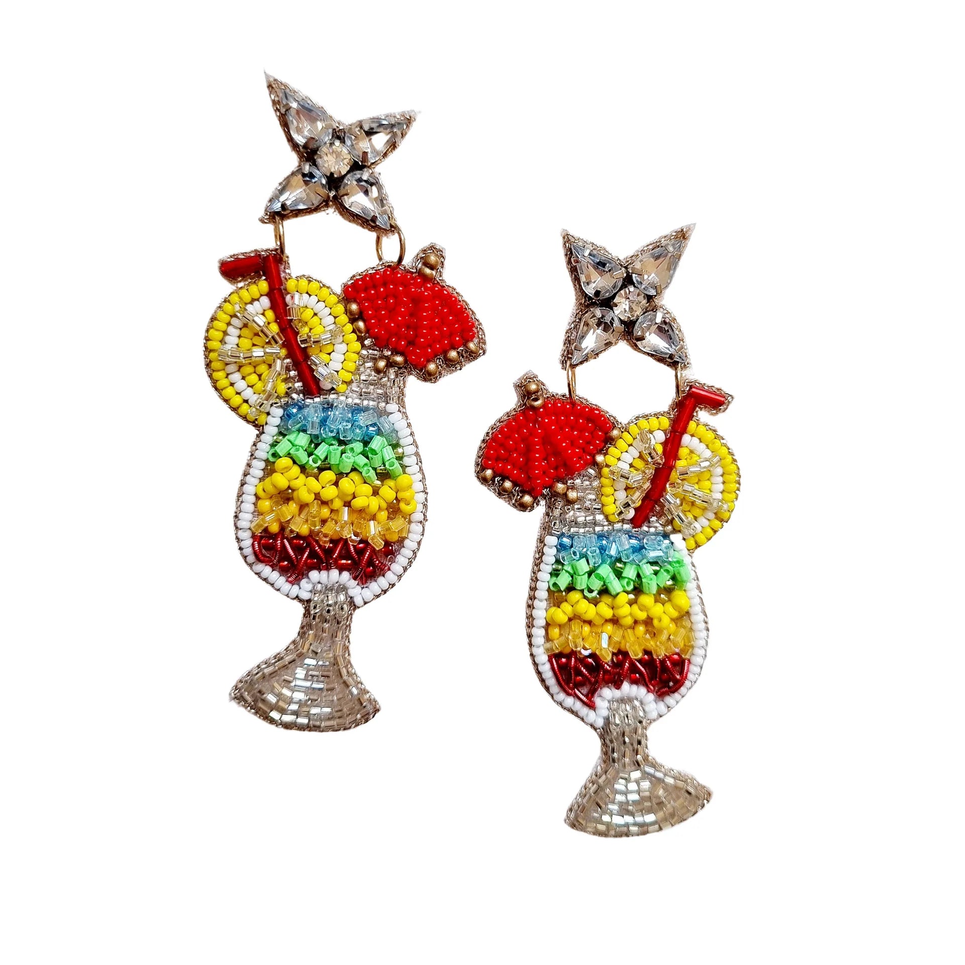 Tropical Vacay cocktail beaded earring-Apparel & Accessories-Little Fish Co.