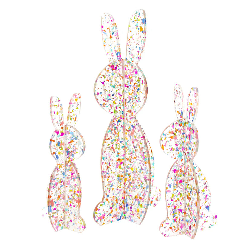Set of 3 Acrylic Bunnies Confetti glitter-Fun-Little Fish Co.