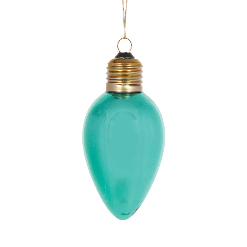 Retro Aqua Bulb glass ornament