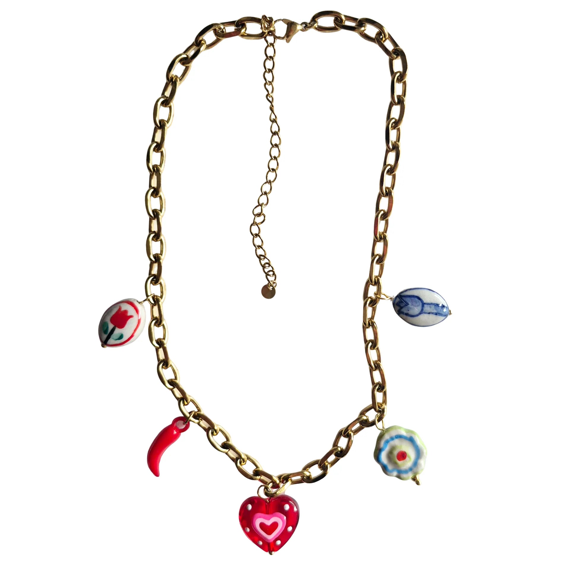 18K gold plated charm necklace - Heart
