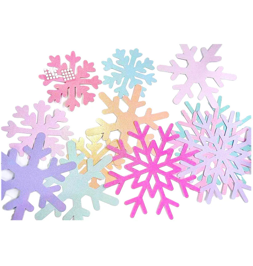 Pastel Glitter Snowflakes - set of 12-Fun-Little Fish Co.