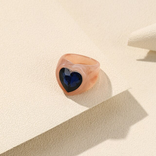 Giant stone heart ring-Little Fish Co.