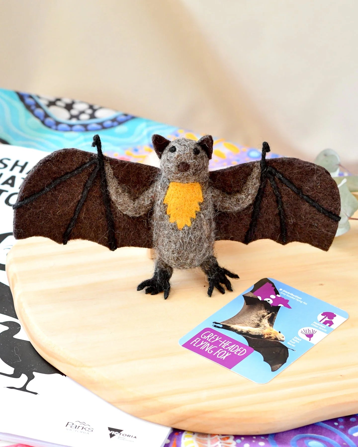 Grey-Headed Flying Fox Felt Toy - Parks Victoria Nature Mascots-Fun-Little Fish Co.