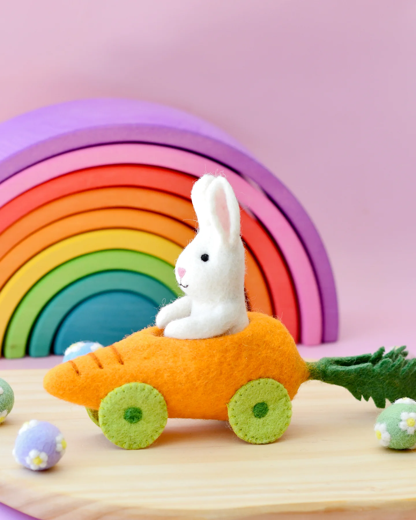 Felt Rabbit in Carrot Car-Fun-Little Fish Co.