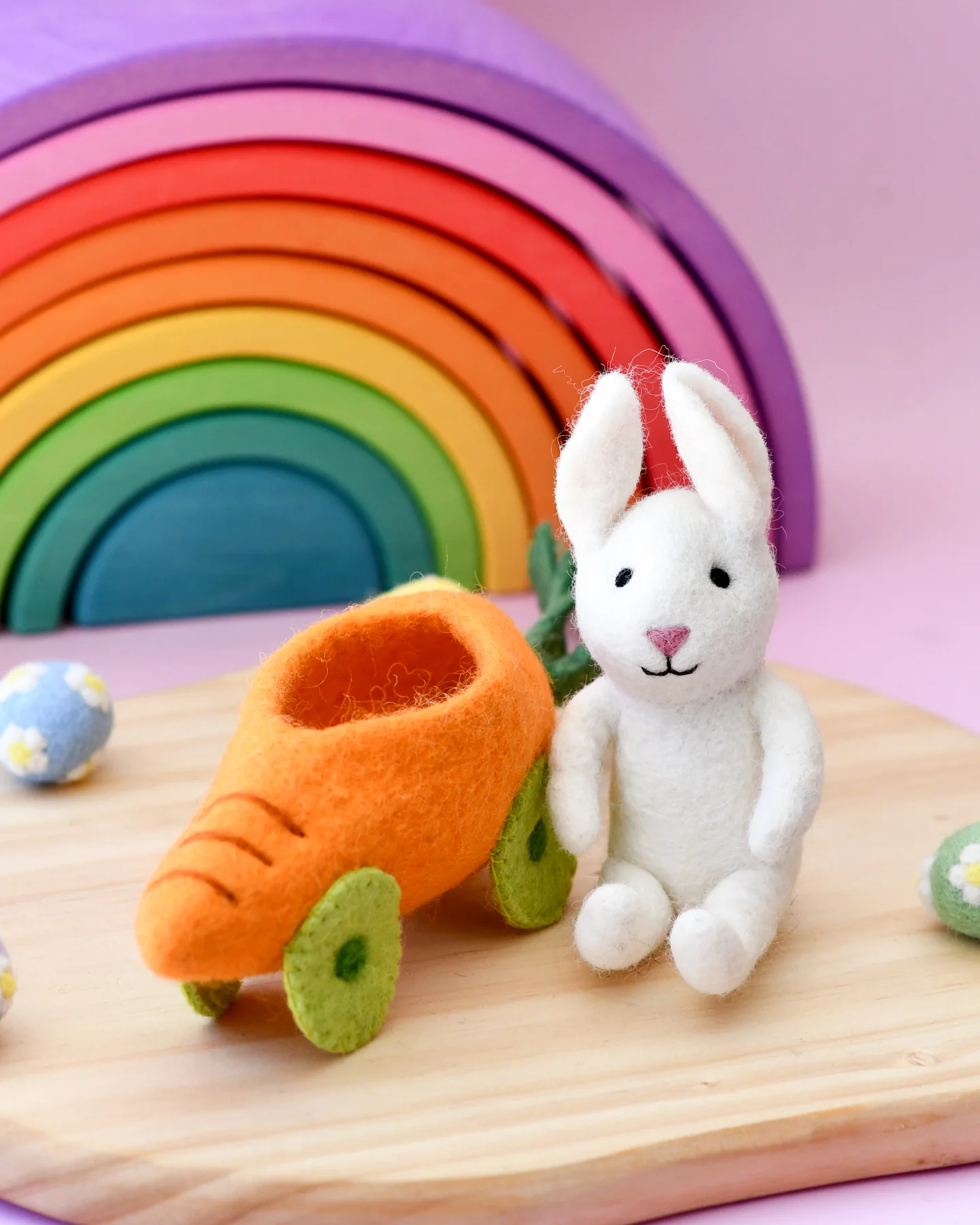 Felt Rabbit in Carrot Car-Fun-Little Fish Co.